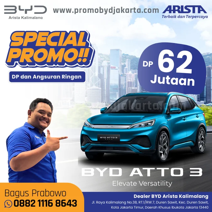 Promo BYD Atto 3 DP 62 Jutaan - Dealer BYD Kalimalang Jakarta Timur
